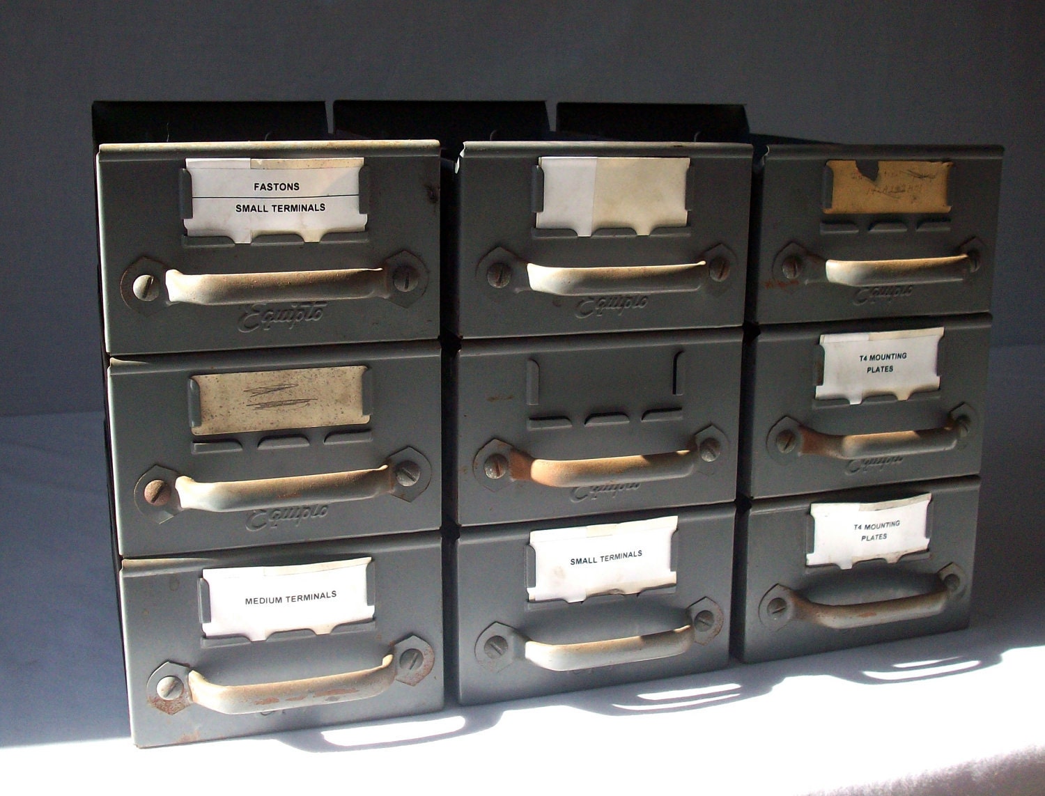 Vintage Metal Drawers / Equipto / Catalog Drawers / Tool Bin / 11 Total