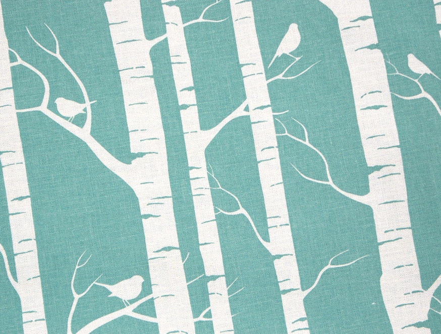 Hand Printed Fabric by Ink & Spindle - Birch Forest in Robins Egg - screenprinted on organic cotton hemp by Ink and Spindle (fat quarter)