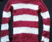 Mohair sweater by camdenlock clothing unisex punk rock red and white stripe hand knit
