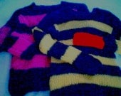 Mohair sweater by camdenlock clothing punk rock new colors black and pink stripe handmade knitting