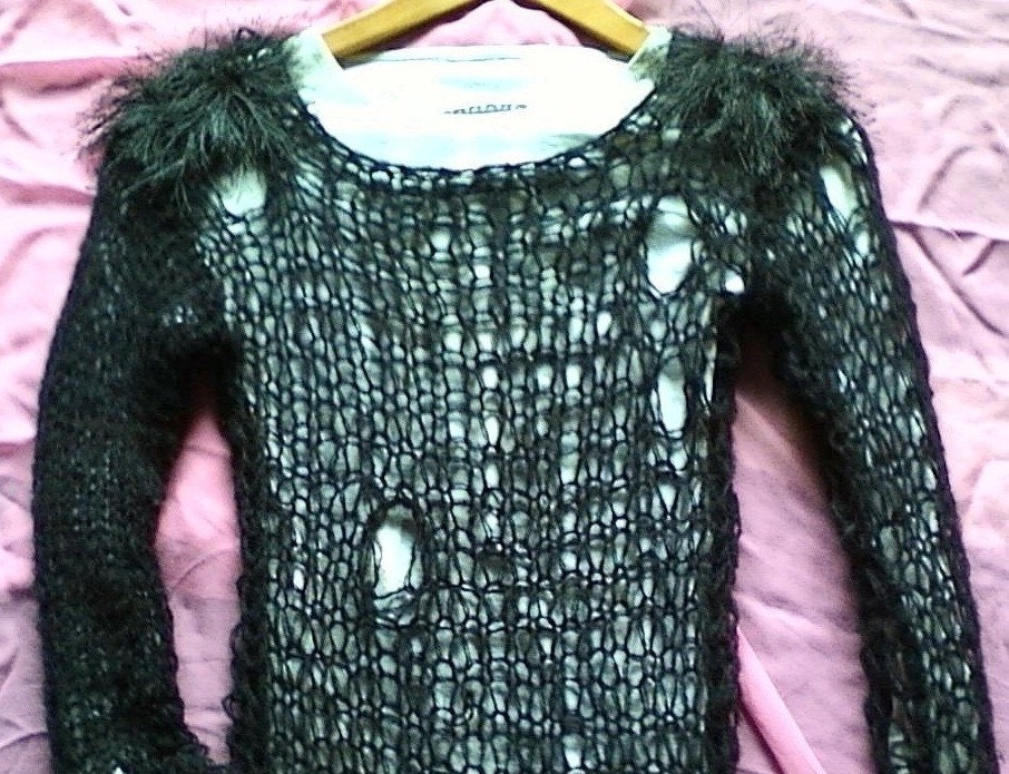 camdenlock mohair sweater punk rock glam goth big hole handmade kintting