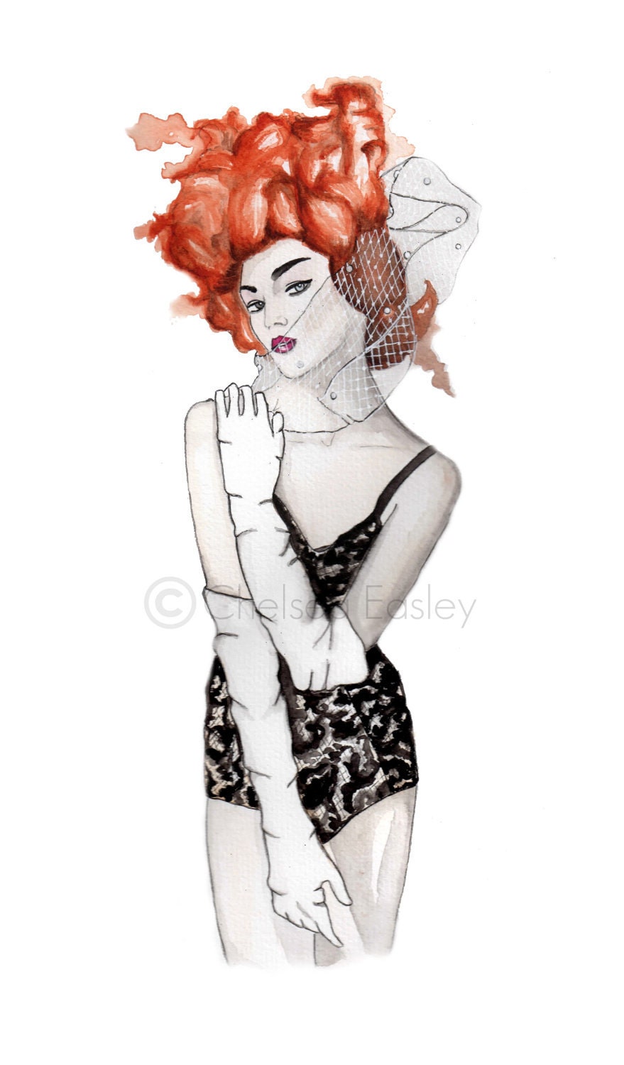 Leila Fashion Illustration -- watercolor original art print