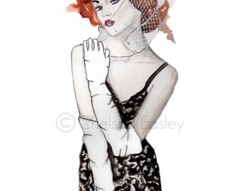 Leila Fashion Illustration -- watercolor original art print