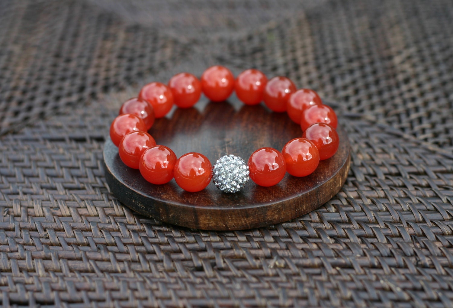 Carnelian and Pave Swarovski Gemstone Bracelet for Success
