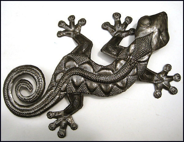 Gecko - 26" - Haitian Upcycled - Recycled Steel Drum Metal Art - 350-26