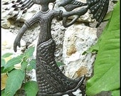 14" Garden Plant Stick - Girl with Umbrella Plant Marker - Steel Drum Art from Haiti - PS-1771