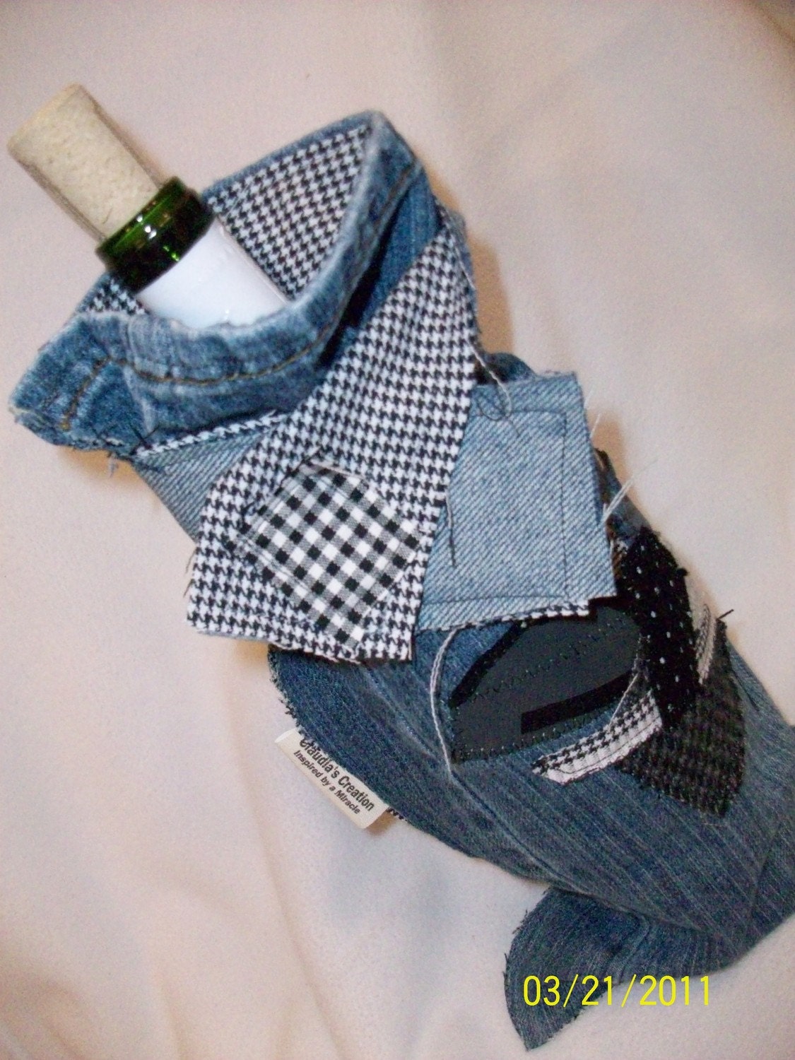 upcycled patchwork Wine Lovers' Bag by Claudia Fill