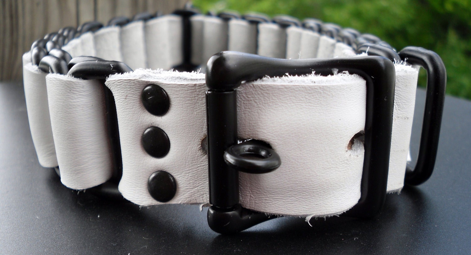 Collar - Black and white chain collar - Free US Shipping