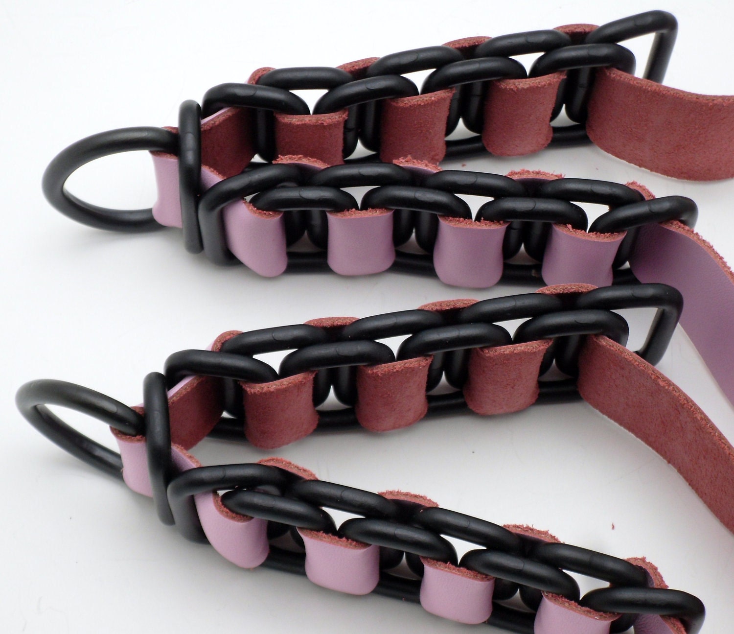 Slave cuff set - Pink and black chain cuffs set of two - Free US Shipping
