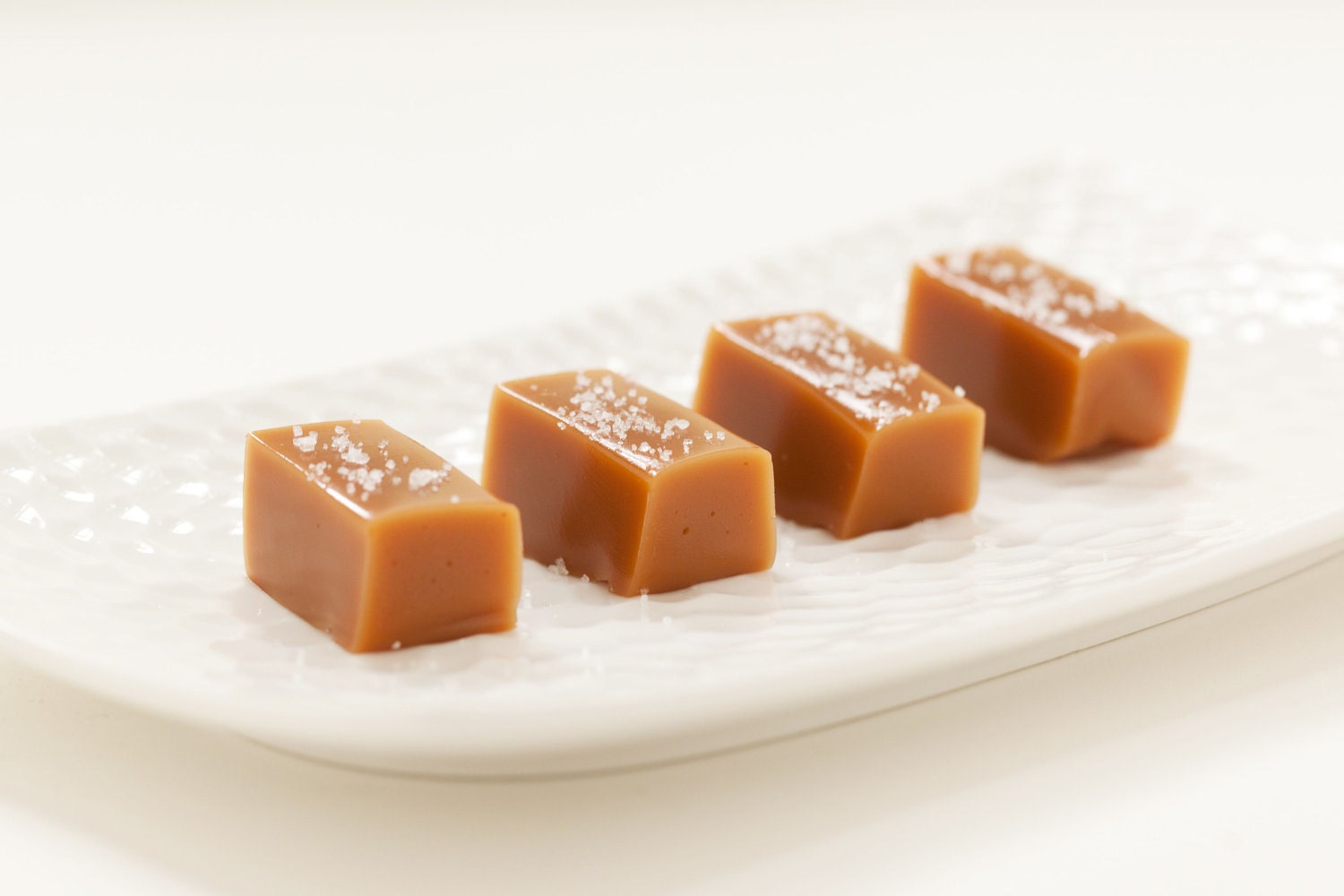 Fleur de Sel Caramel Wedding Favors in Eco Friendly White Glassine Envelopes - 100 Guests