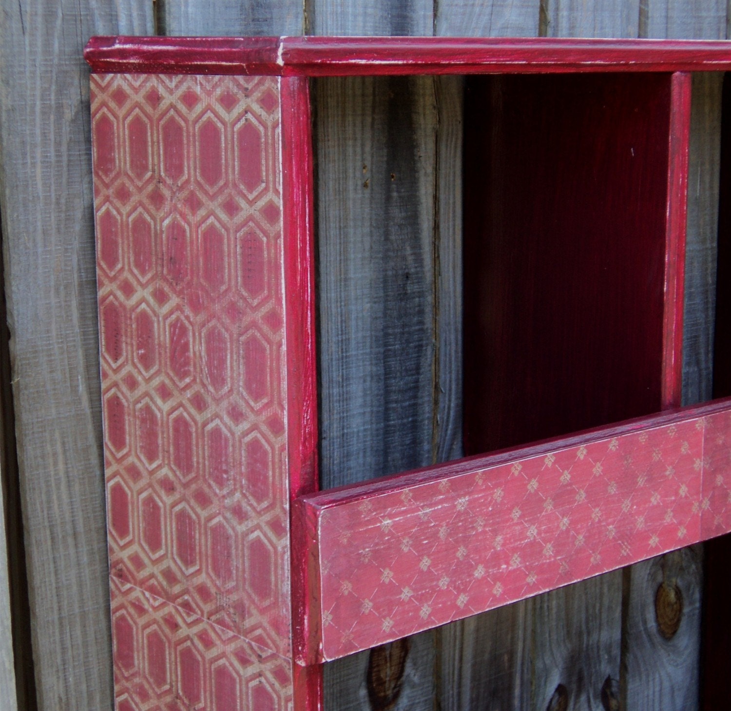 Barn Red Wall Shelves, Potato Or Onion Storage, Primitive Towel Hanger