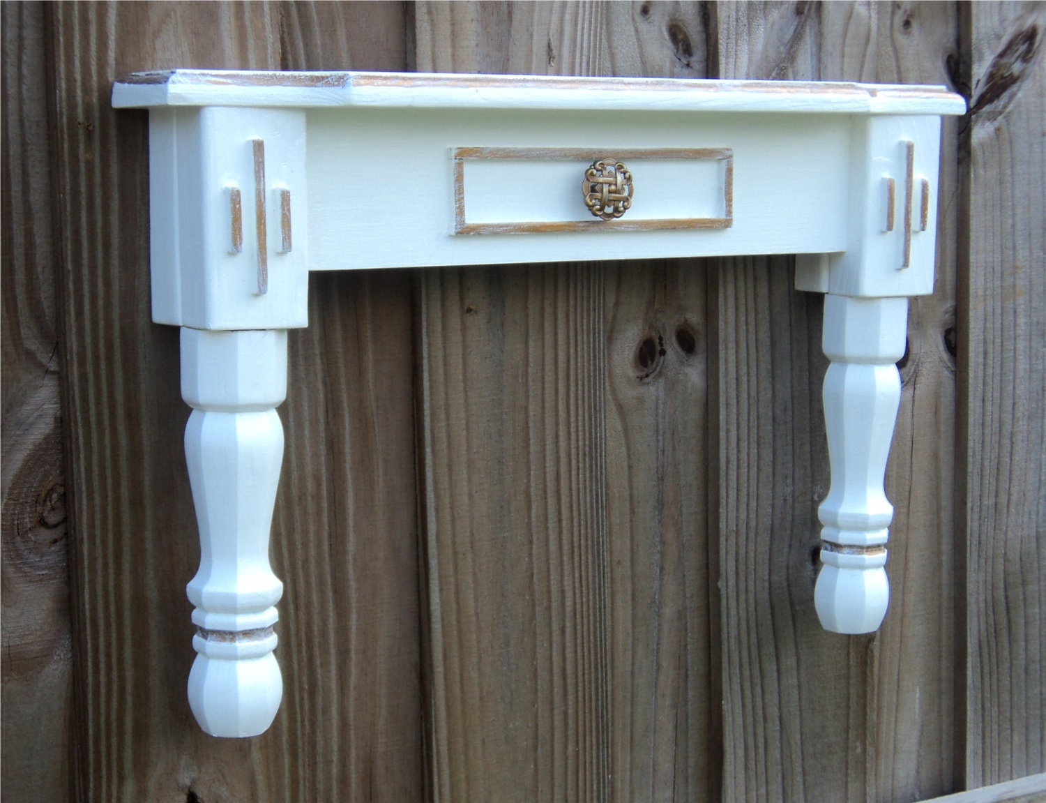 Wall Art, Display Table Style Shelf, White With Gold Details,  MADE TO ORDER