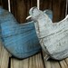Set Of 2 Primitive, Grubby Wooden Chickens, Rustic Country Decor,  Shelf Sitters, MADE TO ORDER