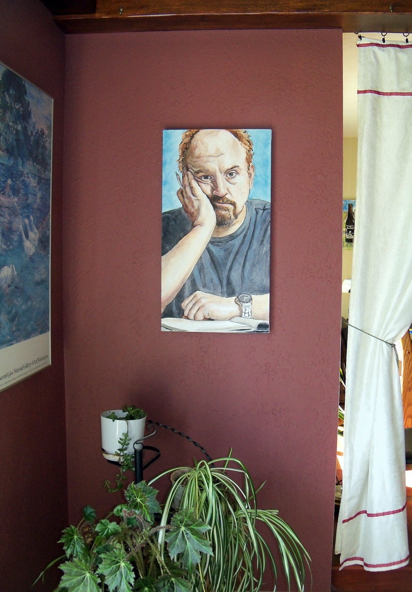 Original 30x16in painting of comedian LOUIS CK