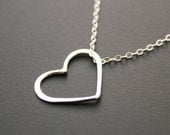 Heart Necklace Pendant Sterling Silver  Large