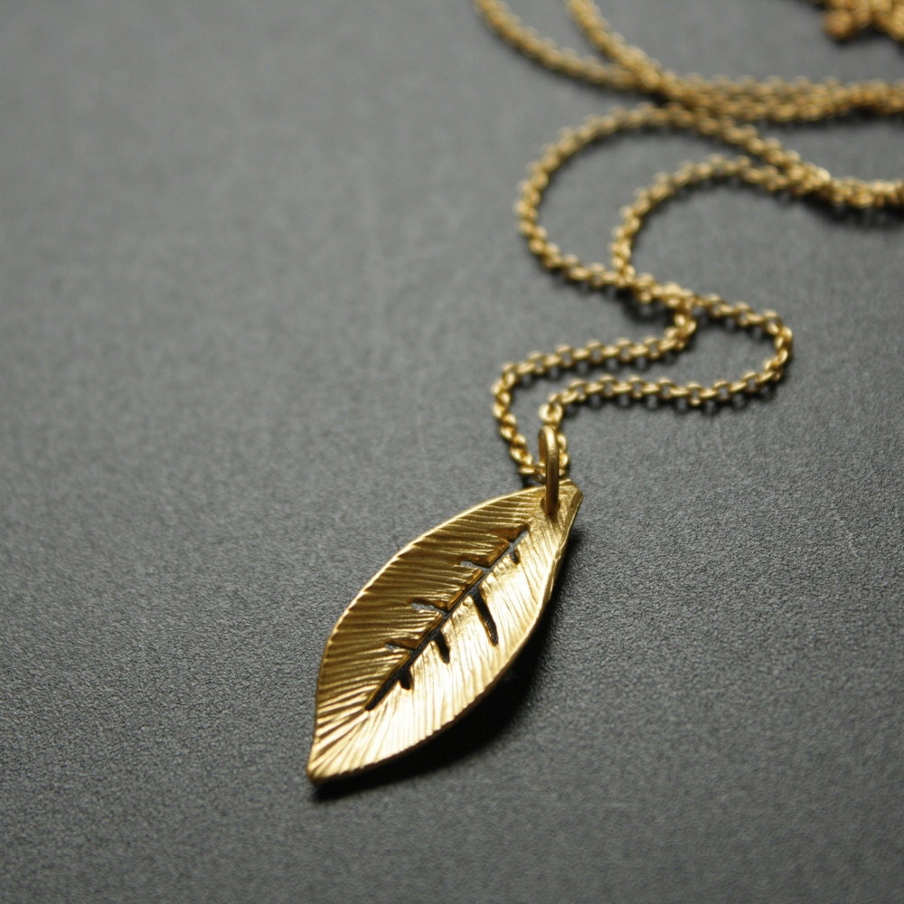 Gold Leaf Necklace Pendant