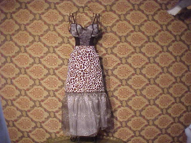 Upcycled Leopard sexy Shabby Chic OOAK  flirty skirt Reconstructed L 14