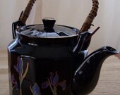 Otagiri Blue Iris Tea Pot Made in Japan Black background
