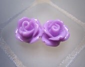 6 pcs Purple Rose Flower Cabochons 10 mm