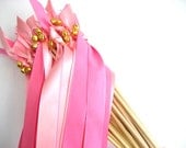 125 Wedding Wands: ANY COLOR Two Satin Ribbon Streamers with Two GOLD Bells