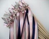 150 SUMMER Wedding Wands: Three Ribbons ANY COLOR Two Bells
