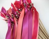 225 Wedding Wands: ANY COLOR Two Satin Ribbon Streamers with Two SILVER Bells