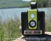 LIME GREEN Working Kodak Brownie Hawkeye Flash Camera - highplacesphotos