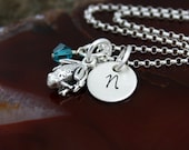 My Petite Frog Initial Necklace - Hand Stamped Sterling Silver Necklace