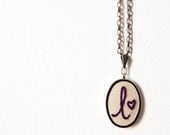 Embroidered Personalized Initial and Heart Necklace. For Mom, Mom to Be by merriweathercouncil on Etsy