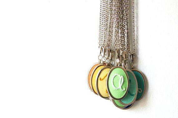 Embroidered Necklace. Custom Initial, Letter, Personalized Monogram.  Made Just For You by merriweathercouncil on Etsy.