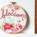 Embroidery Hoop Art. Blossom. Hand Embroidered. 6 inch Hoop. Vintage Inspired Floral Fabric. Handmade by merriweathercouncil on Etsy