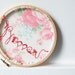 Embroidery Hoop Art. Blossom. Hand Embroidered. 6 inch Hoop. Vintage Inspired Floral Fabric. Handmade by merriweathercouncil on Etsy