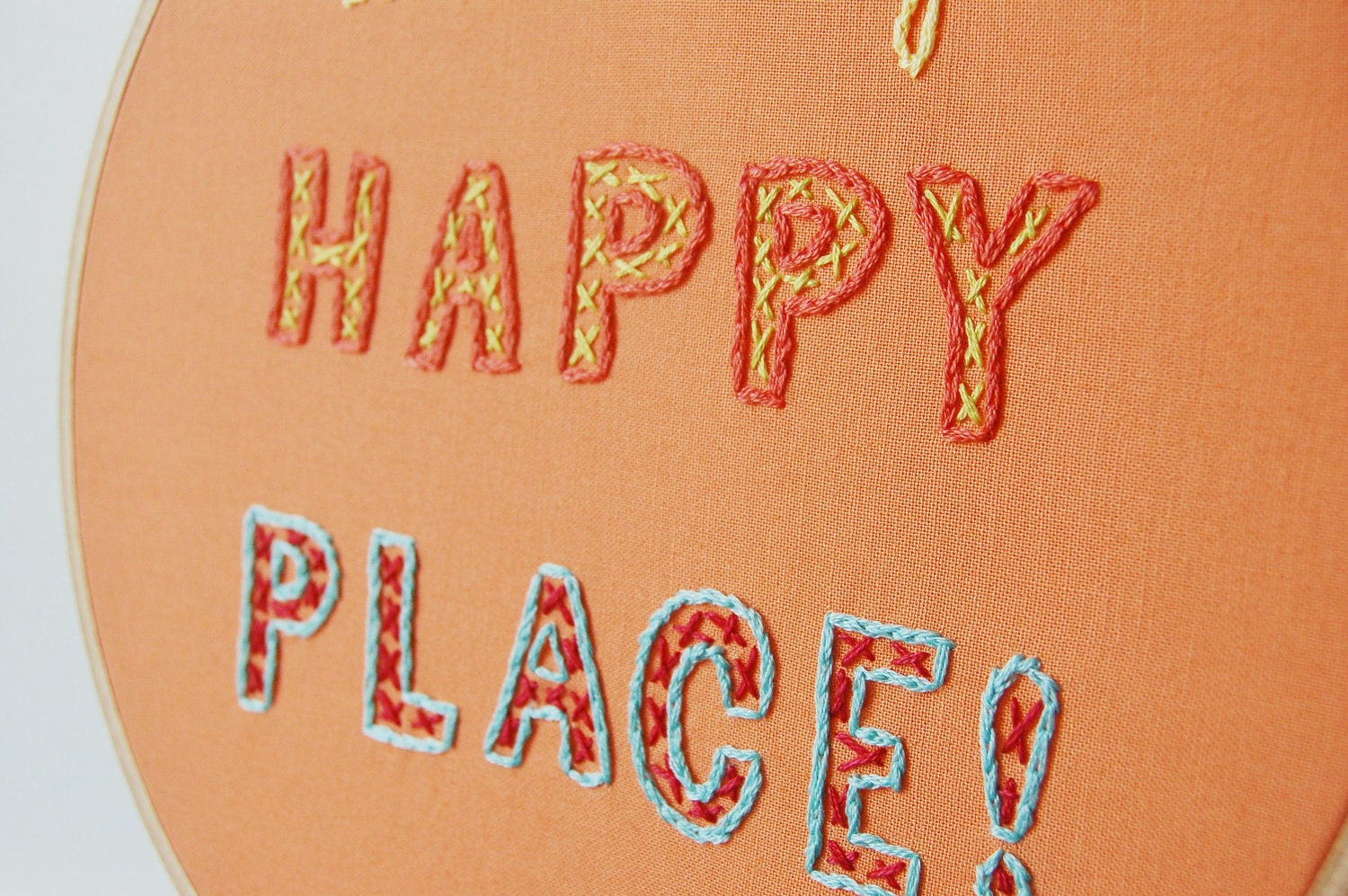 Embroidery Hoop Art. Design Your Own "This is My Happy Place" Sign 8 inch Wooden Embroidery Hoop by merriweathercouncil on Etsy