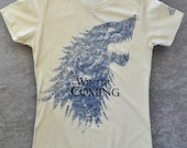 Game of Thrones Shirt & FREE MATCHING TOTE - Winter Is Coming - Women's fitted supersoft Cotton Ivory Tee - Best GoT Deal on Etsy