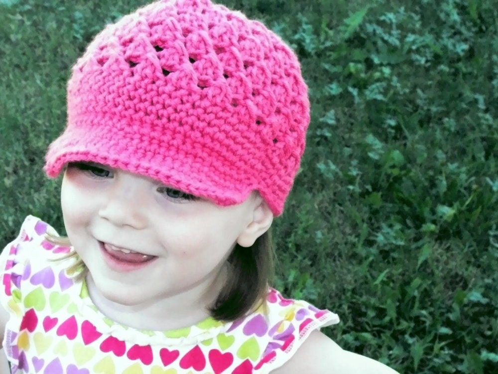 Girls Clothing Accessories, Hats, Beanie Hat with Visor, Girls Pink Newsboy Cap  - Rose Pink, Children Clothing, Accessories,