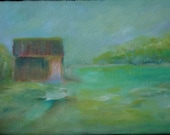 Original Oil Painting, Water Landscape. "Swimming Hole"