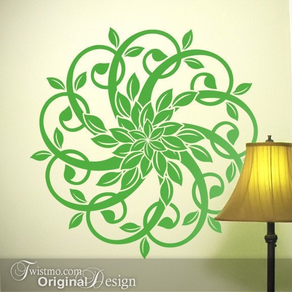 kaleidoscope Wall Decal of Mandala Vines and Leaves
