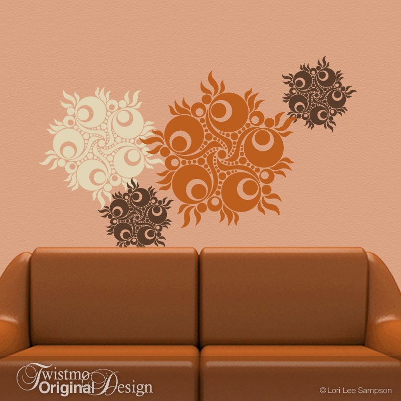Vinyl Wall Decals: Tribal Mandala Flaming Polka Dot Sun Burst Art Designs