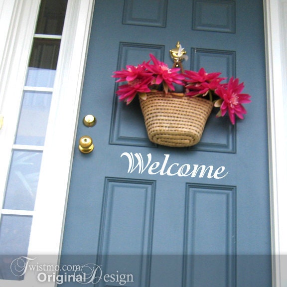 Welcome Sign Door Decal - Vinyl Wall Decal, Front Door Decoration, Door Sticker