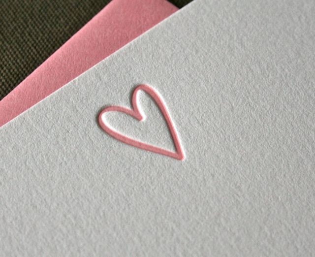 Heart Letterpress Notecards Set of 3