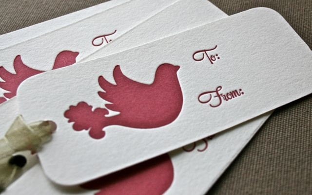 Dove Holiday Letterpress Tags Set of 5