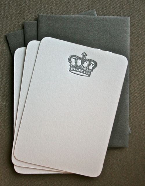 King Crown Letterpress Notecards Set of 3