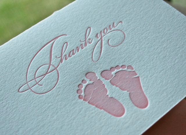 Baby Girl Thank You Letterpress Card