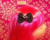 ON SALE - Skull - White Polka Dots - Black - Hair bow