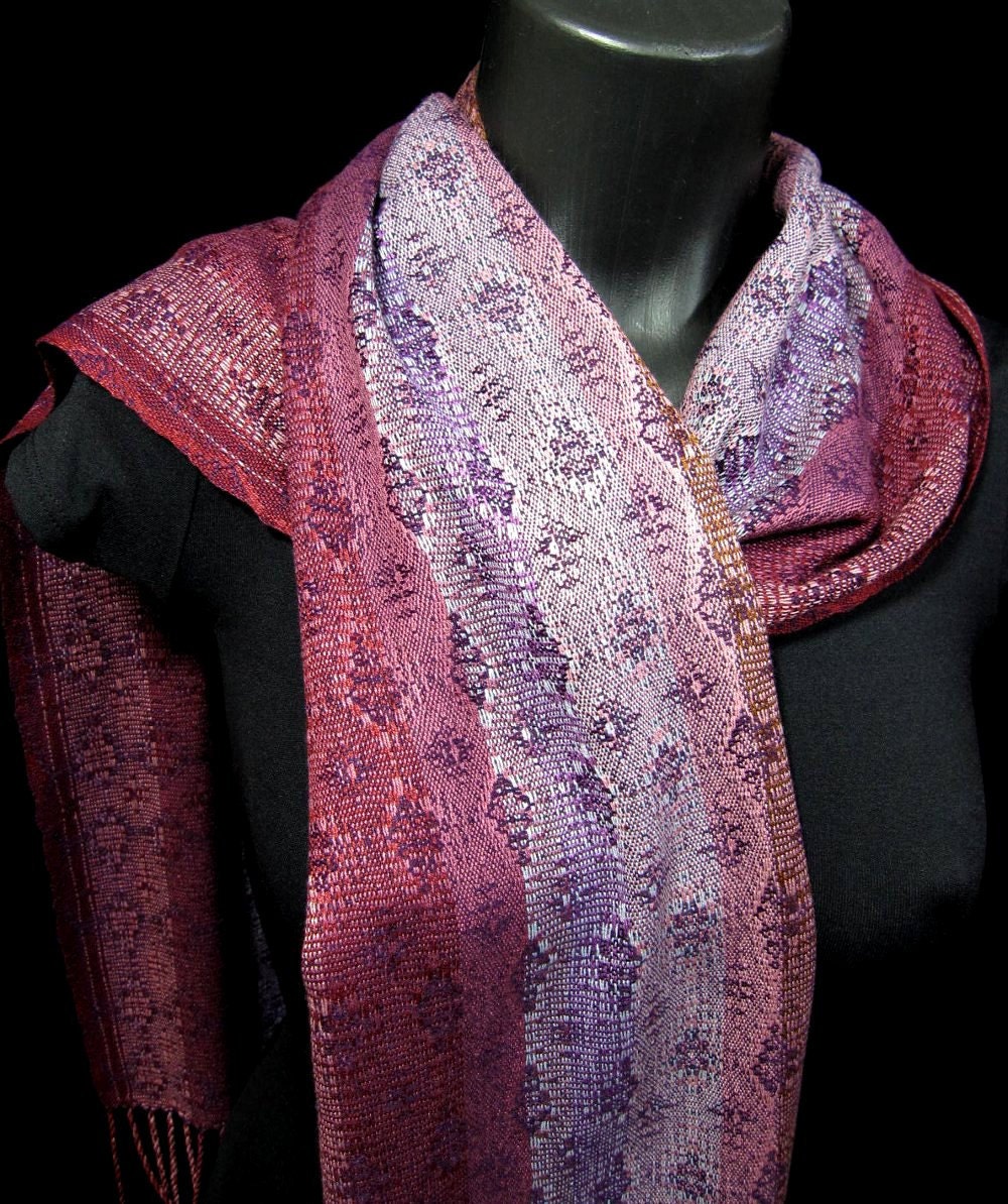 Plum Designer Scarf, Lightweight Scarf Handwoven Accessory by Loom on the Lake