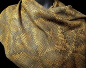 handwoven shawl, lightweight shawl, tobacco bronze gold black wrap, designed and woven by Loom On The Lake (20517)