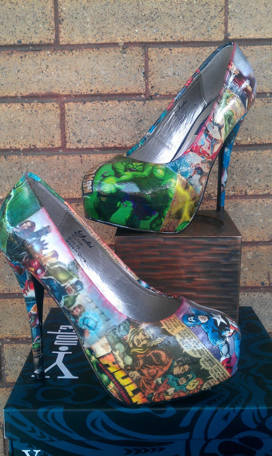 Avengers Comic book Big Heels (some vintage comics used)