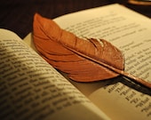 Tooled Leather Feather Bookmark Handmade