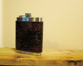 Handmade Tooled Leather Flask - Paisley Mahogany