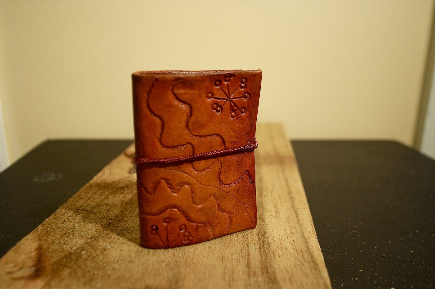 Handmade Tooled Leather Journal - Saddle Tan Flower